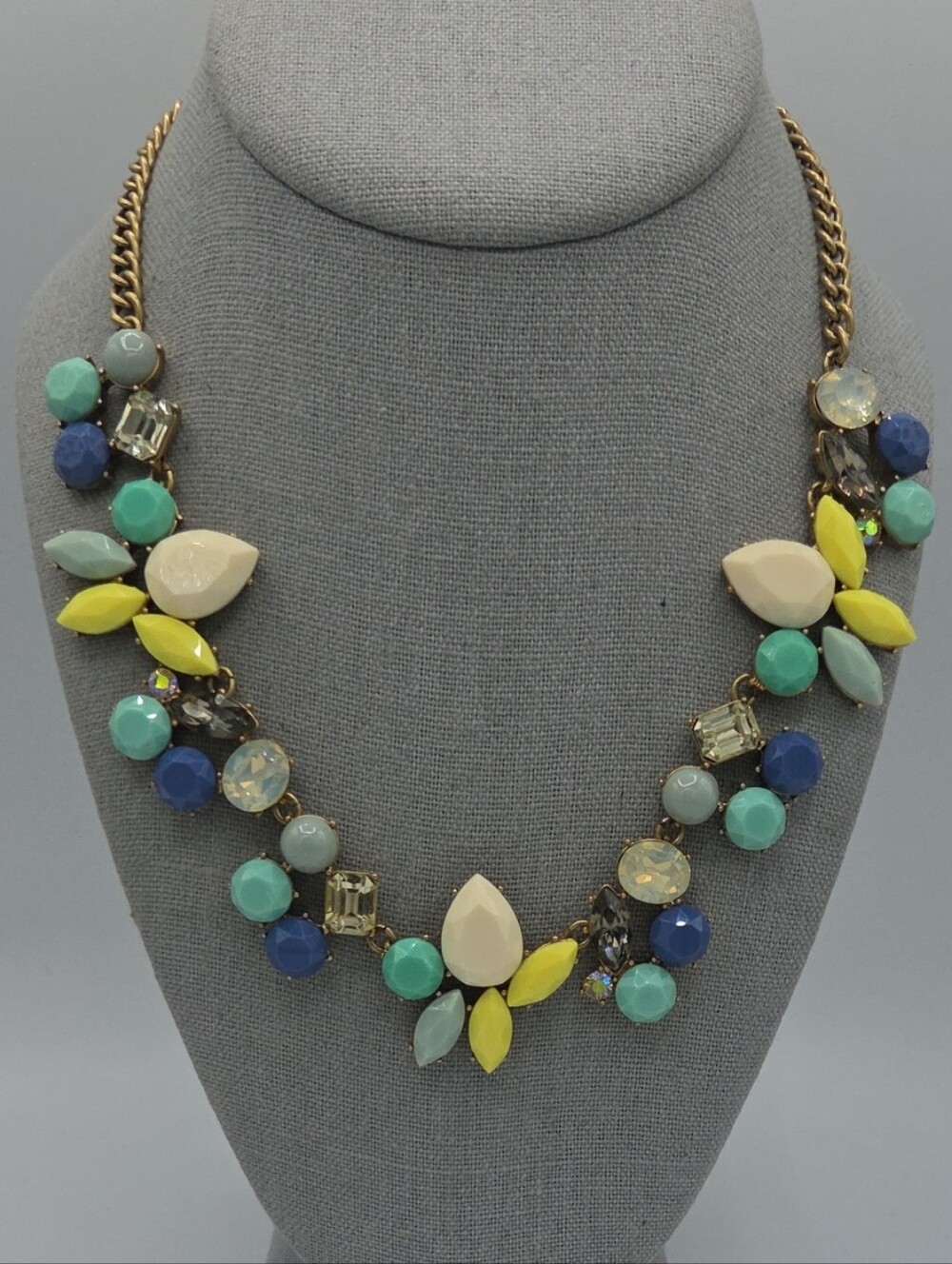 5 for $25! J. Crew Gold Tone Multicolor Statement Bib Necklace